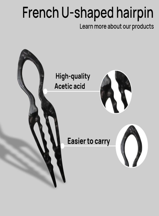 Jimmidy Hair Pins,French U-Shaped Hair Pin 6Pack Elegant Women Hair Accessories Suitable for Thick or Thin Hair (Light red, Black, Khaki,Black,Light gray,Reddish brown) - Image 4